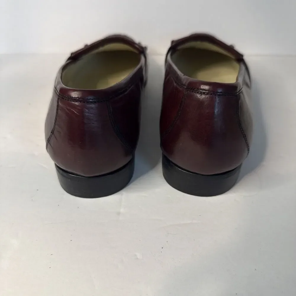 Johnston Murphy Loafers Shoes Mens 10 Burgundy Leather Office Brogue Italy
